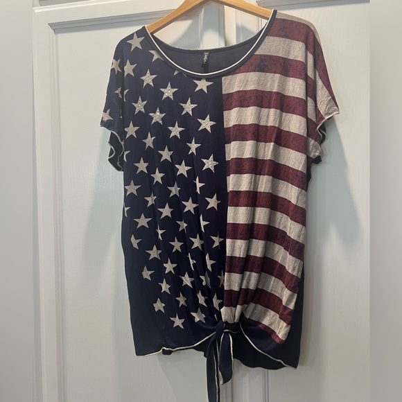 - Red , white and blue tie up top with rhinestones. NWOT - Picture 1 of 5